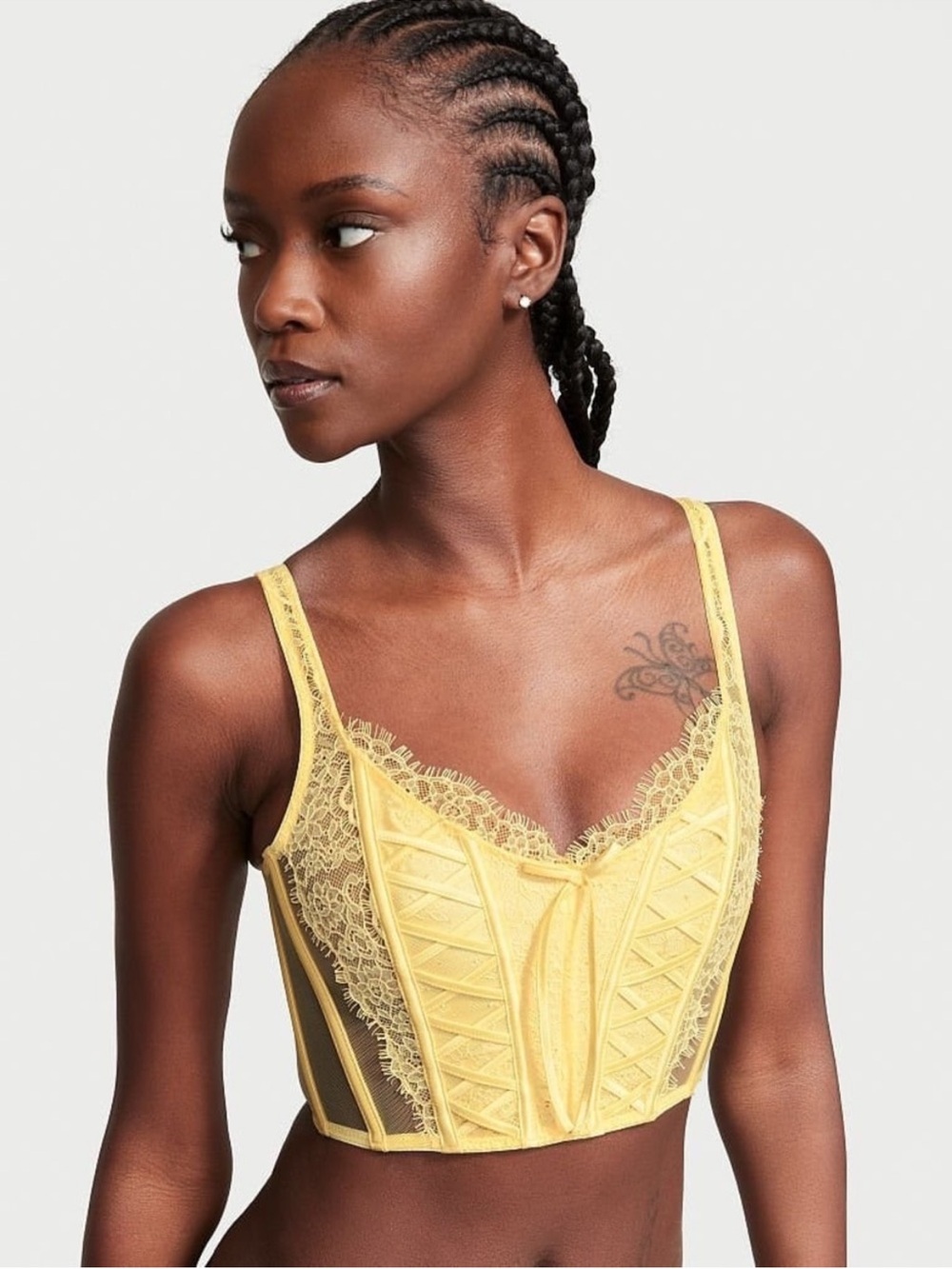 Victoria's Secret Pale Yellow Lace Bustier Top